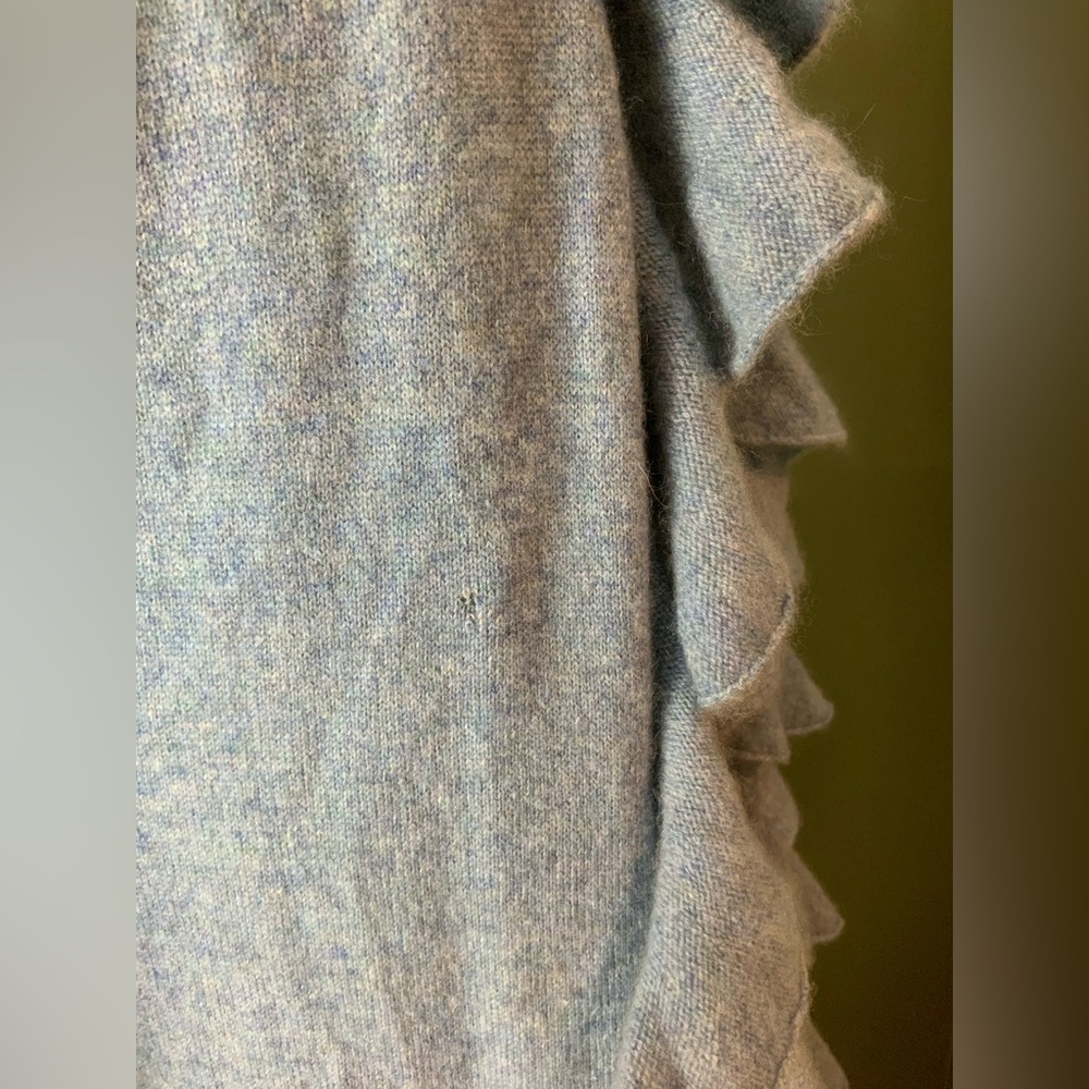 Ralph Lauren black label 100% Cashmere Soft Blue Knit ruffled duster medium - Picture 6 of 8